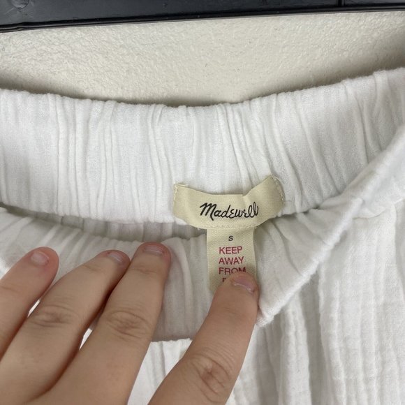 Madewell Lightspun Oversized Pajama Short Size S White Gauze Elastic Waist - Picture 2 of 5